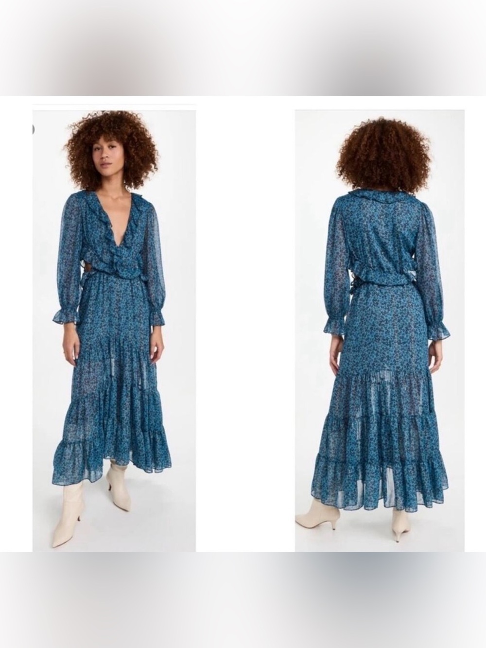 Misa‎ LA Amelia Maxi Dress blue floral cutout size small